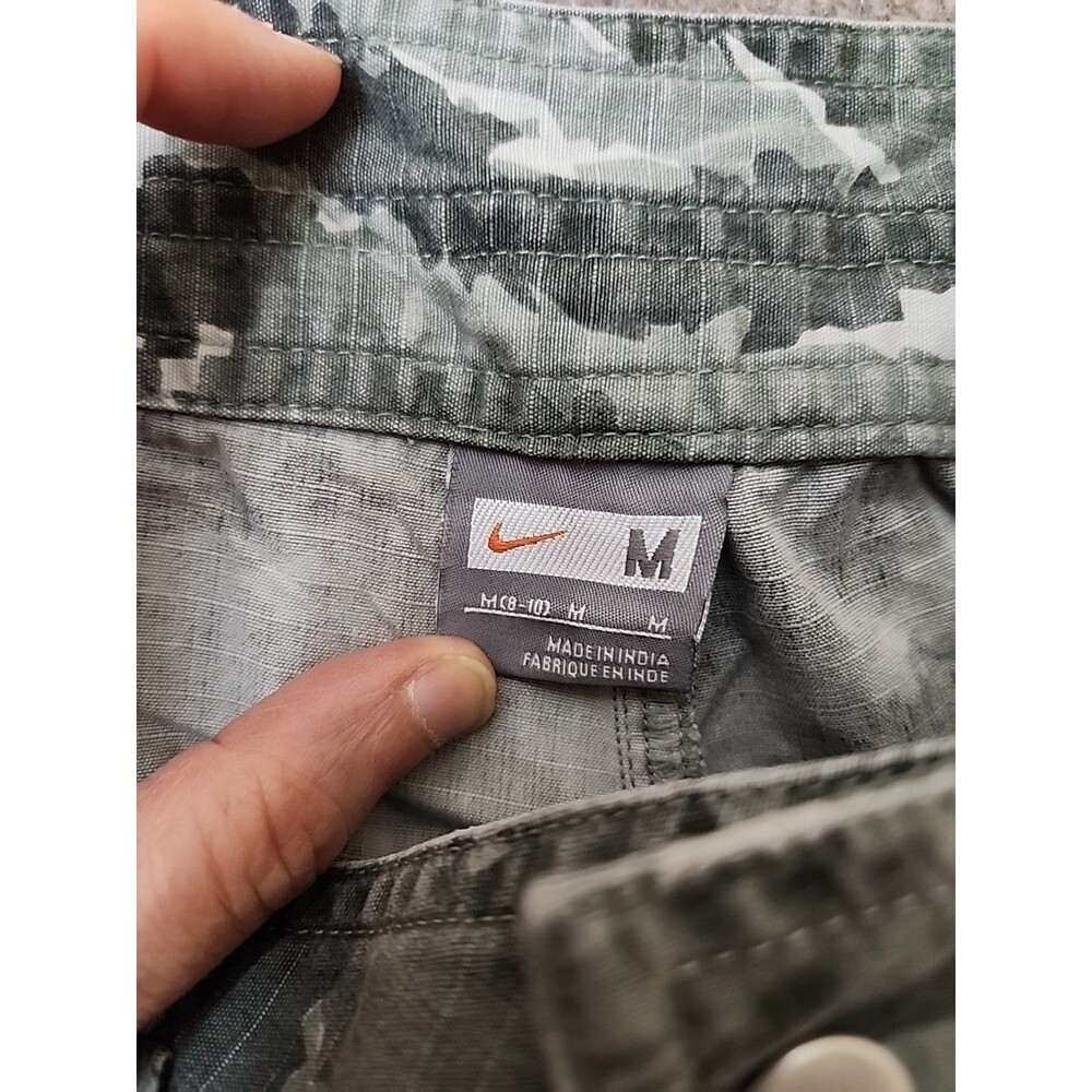 Nike Cargo Capri Pants Womens M 8-10 Green Camo Ripstop Drawstring Snap Hem - Picture 8 of 10